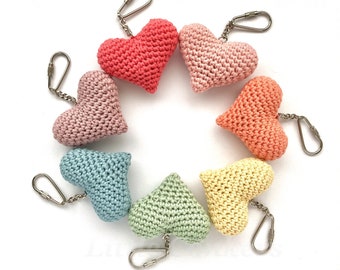 Organic Cotton Heart Keyring Heart Keychain Bag Charm Pocket Hug Valentine's Gift for Her / Love Sweet Gift Sweetheart / Eco-friendly