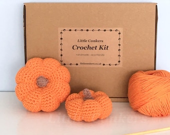 Two Pumpkin Crochet Kit, Easy Eco-friendly Autumn Craft Kit