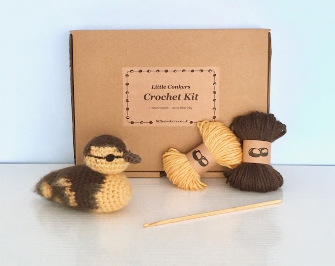 Duckling Crochet Kit / Crochet Gift Duckling DIY Kit Craft Kit Amigurumi Kit Bird Duck Chick Pattern Eco Crochet Easter Gift for Crocheter