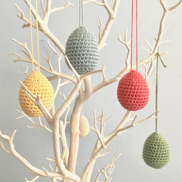 Easter Egg Ornaments / Easter Decorations / Spring Twig Tree Ornaments Hanging Egg Decorations / Pastel Eco-friendly Organic Cotton