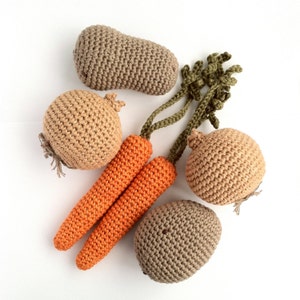 Crochet Vegetable Patterns / Crochet Food Patterns / Carrot Pattern / Onion Pattern / Potato Pattern image 3