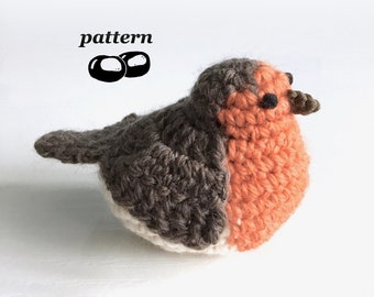 Padrão de crochê Robin / Padrão de crochê Robin / Padrão de crochê para pássaros de jardim / Decoração de crochê para Natal / Padrão de crochê para Natal
