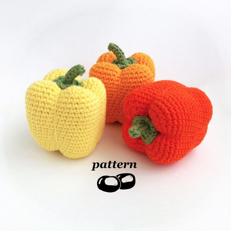 Crochet Pepper Pattern / Crocheted Pepper / Bell Pepper Capsicum / Crochet Vegetable Pattern / Crochet Food Pattern image 1