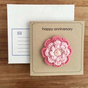 Personalised Any Occasion Card Birthday Card for her with Flower Brooch 2nd Anniversary Cotton Wedding Anniversary Recycled Card Zero Waste image 6