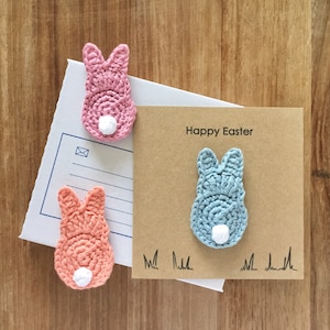 Personalisierte Grußkarte mit Häschenbrosche / Osterkarte Geburtstagskarte Neues Babyparty Neue Mutter Frühlingsbaby Häschenkaninchen Recycled Bio
