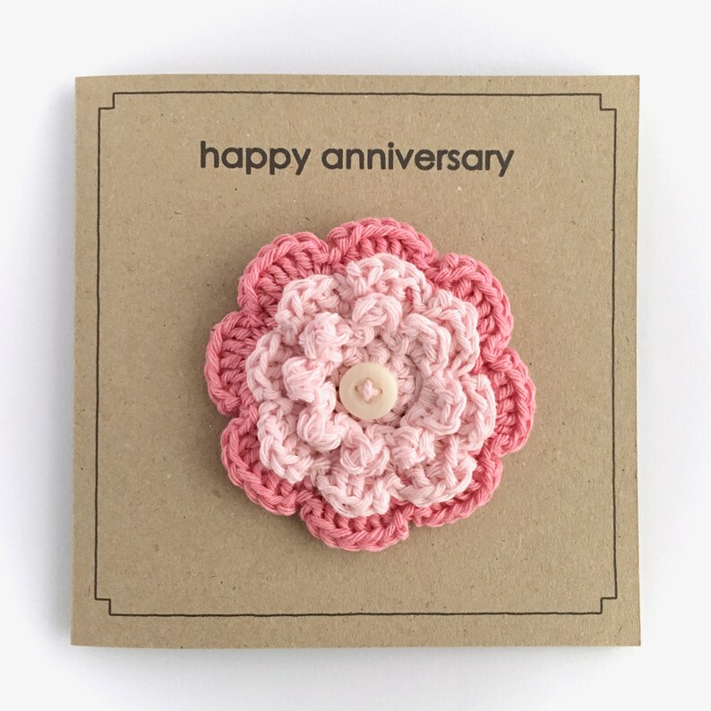 Personalised Any Occasion Card Birthday Card for her with Flower Brooch 2nd Anniversary Cotton Wedding Anniversary Recycled Card Zero Waste image 10