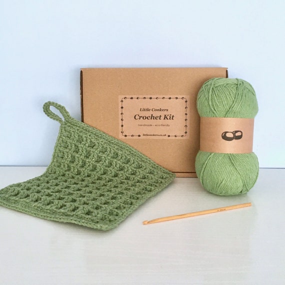 Kit de ganchillo / Kit de ganchillo DIY Kit de paño de cocina / Kit para  principiantes de ganchillo simple / Regalo reciclado sostenible ecológico  para crocheter -  España