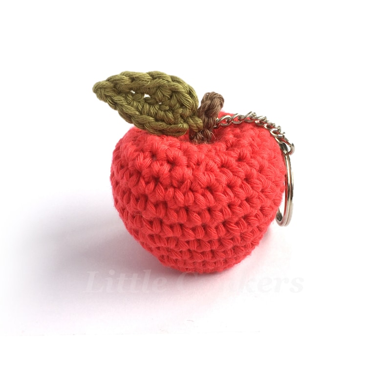 Crocheted apple keychain