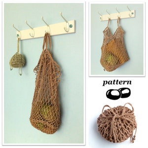 Crochet Bag Pattern / Foldable Packaway Mesh Bag String Bag Pattern / Crochet Tote Pattern / Mesh Bag / Folding Bag image 1