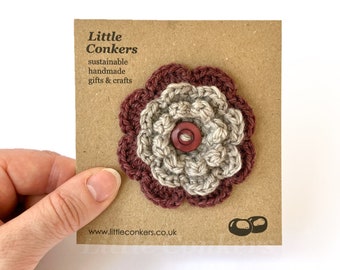 Brooch Grey Plum Burgundy Wine Eco-friendly Organic Wool Handmade Flower Brooch Small Brooch Button / Gift for Mum Mother's Day Gift