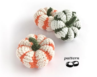 Striped Pumpkin Crochet Pattern PDF, Sweet Dumpling Squash Ornament