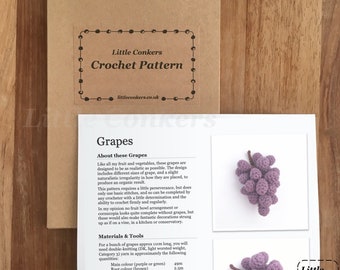 Grapes Crochet Pattern / Gift for Crocheter / Craft Gift for Crochet Gift / Gift for her / Gift for Wine Lover / Printed Paper Pattern