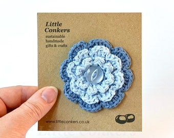 Blue Brooch Pin Handmade Flower Brooch / Recycled Zero Waste Gift for Women Co-Worker Gift Mother's Day Gift for Mom Gift for Her Mum Gift