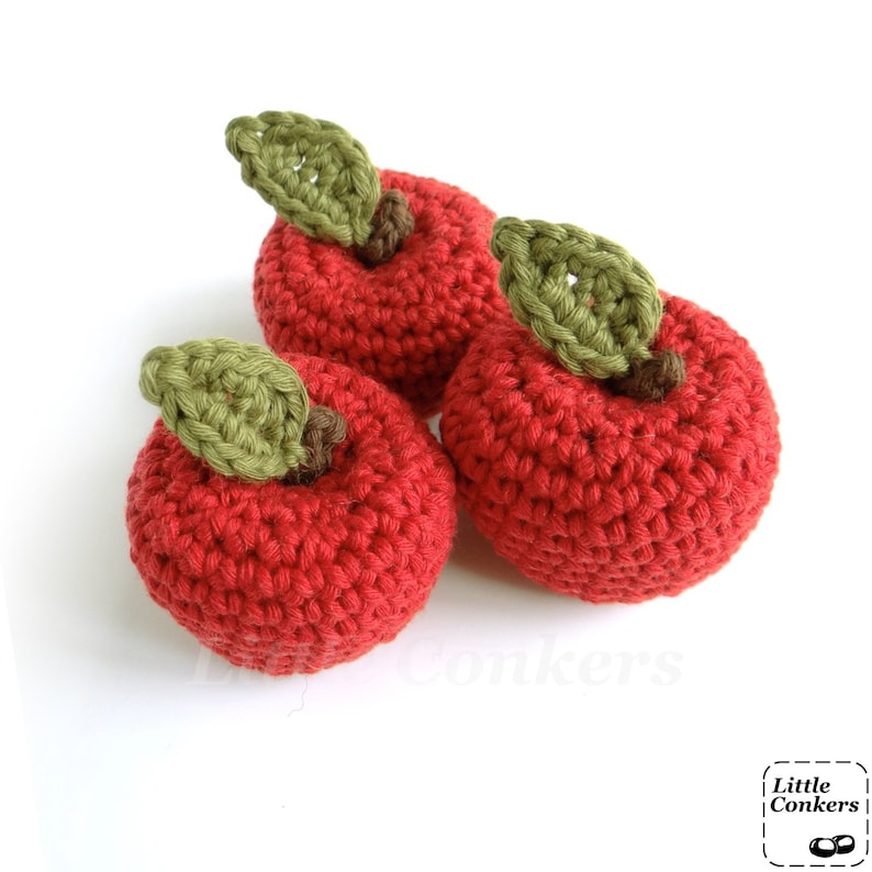 Crocheted mini red apples
