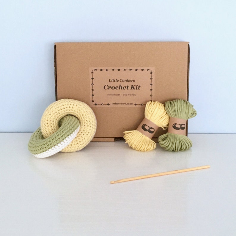 Crochet Kit / DIY Kit Beginner Crochet Kit / Baby Crochet Gift / Eco-friendly Craft Kit Crochet Baby Shower Gift for New Mum Organic Cotton image 1