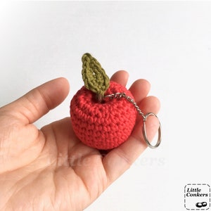 Crocheted red apple keyring