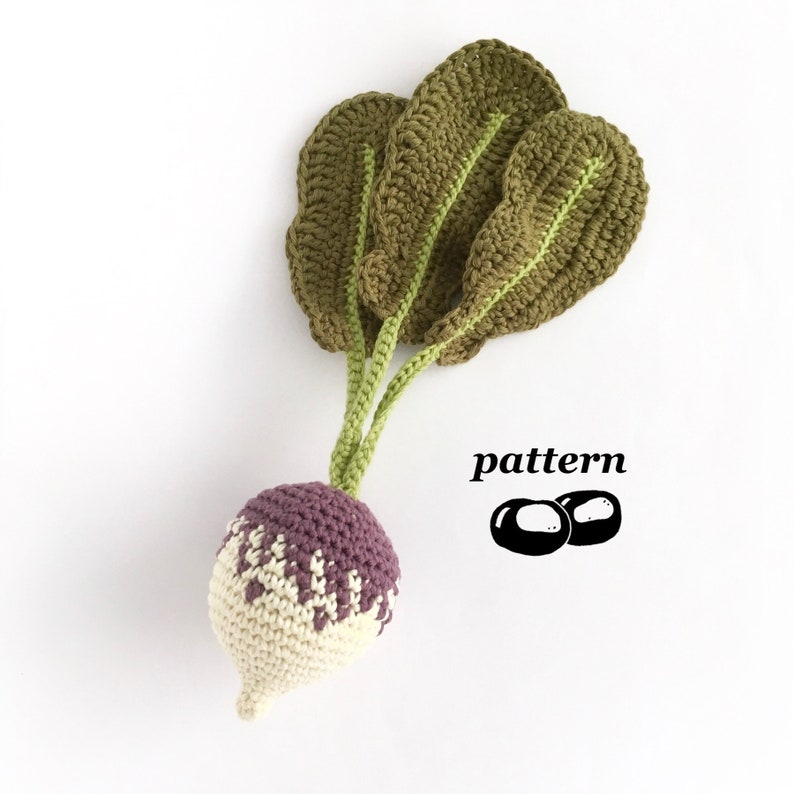 Crochet Turnip Pattern / Turnip Crochet Pattern / Crochet Rutabaga Pattern / Crochet Vegetable Pattern with Leaves / Crochet Food Pattern image 1