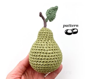 Pear Crochet Pattern PDF, Realistic Fruit and Christmas Ornament