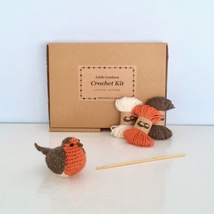 Robin Crochet Kit / DIY Kit Craft Kit Eco-friendly Gift for Crocheter / Make your own Christmas Ornament Kit Robin Crochet Pattern Bird image 5