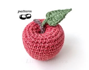 Apple Crochet Pattern PDF, Realistic Fruit Teacher Gift and Ornament