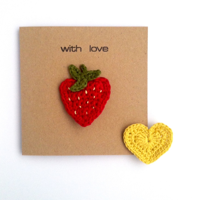 Greetings Card with Brooch for her Love Heart Strawberry Eco-friendly