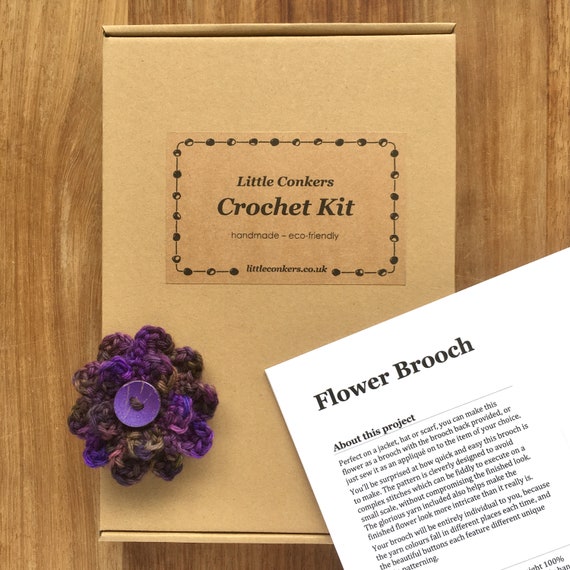Flower Brooch Crochet Kit / DIY Kit / Craft Kit / Make Your Own Crochet  Flower / Secret Santa Gift for Crocheter / Eco-friendly Gift for Her 
