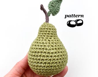 Pear Crochet Pattern / Crochet Pear Pattern / Crochet Fruit Pattern / Play Food Crochet Pattern / 12 Days of Christmas Pear Ornament Pattern