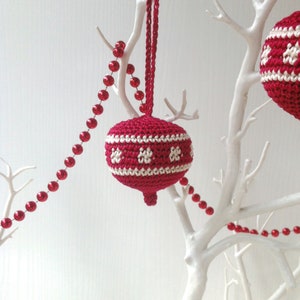 Red and White Crocheted Christmas Ornaments