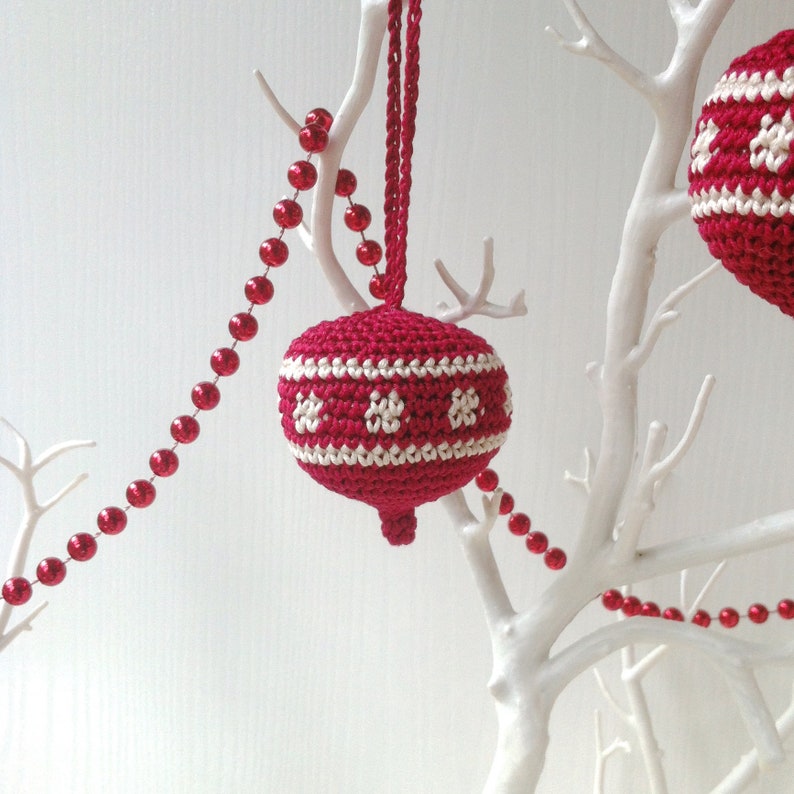 Red and White Crocheted Christmas Ornaments