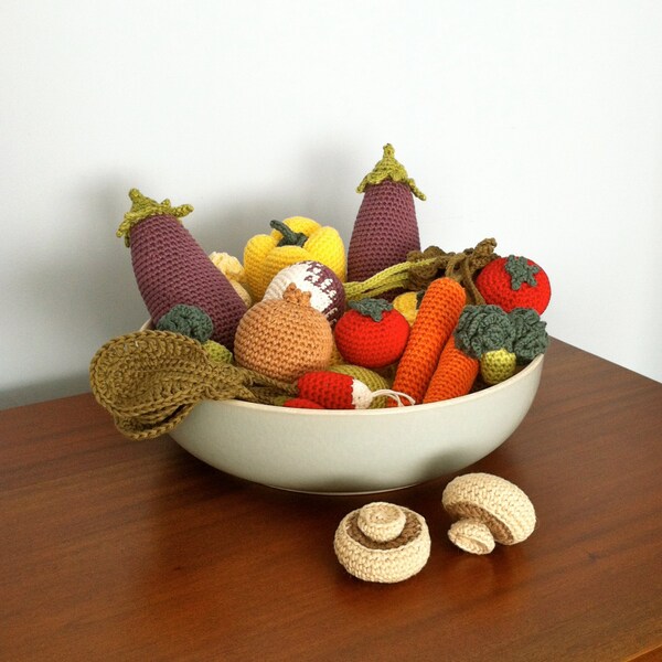 Crochet Vegetables / Crochet Fruit / Crocheted Fruit / Crocheted Vegetables / Crochet Food Seasonal Table Centre - 6 Pieces