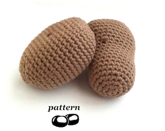 Potato Crochet Pattern / Crochet Potato Pattern / Crochet Play Kitchen Food / Vegetable Crochet Patterns / Crochet Pebbles / Crochet Rocks