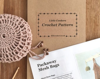 Crochet Pattern / Gift for Crocheter / Crochet Gift / String Mesh Bag Purse Printed Paper Pattern / Craft Gift  / Eco-friendly Gift for Mum