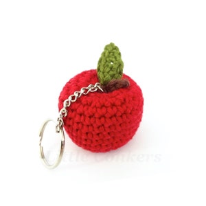 Crocheted red apple keyring