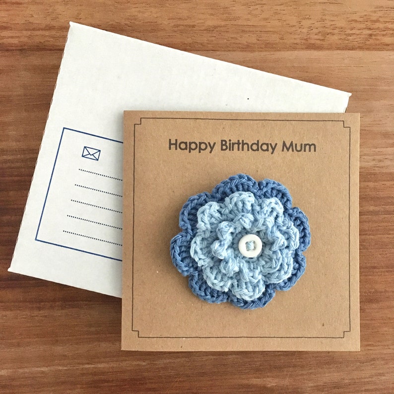 Personalised Any Occasion Card Birthday Card for her with Flower Brooch 2nd Anniversary Cotton Wedding Anniversary Recycled Card Zero Waste image 4