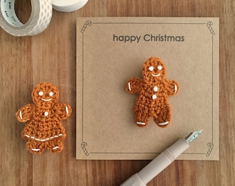 Greetings Card with Gingerbread Brooch / Any Occasion Card Blank Card for Child with Brooch Holiday Greetings Card