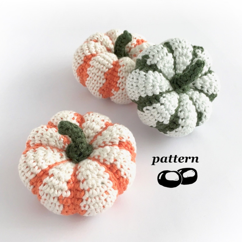 Pumpkin Crochet Pattern / Striped Pumpkin Pattern Sweet Dumpling Squash Pattern / Pumpkin Ornament Halloween Decoration Autumn Thanksgiving image 1