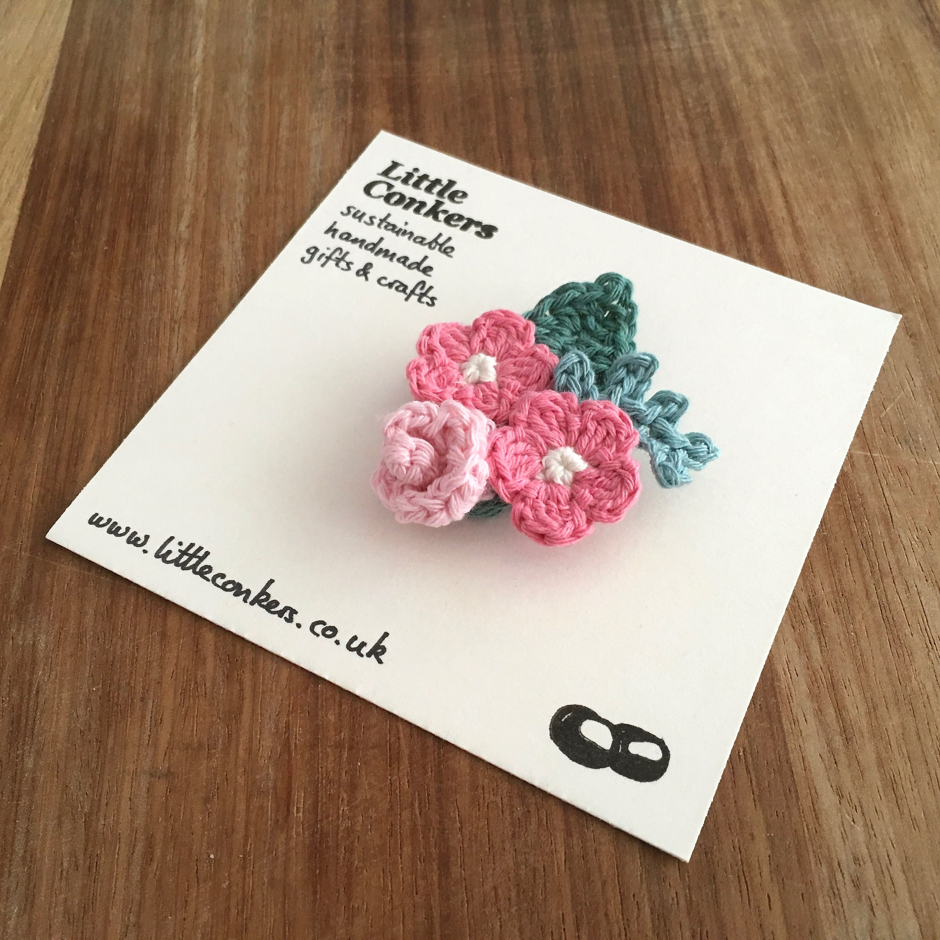 Pink Flower Brooch Bouquet Eco-Friendly Gift Rose Flowers Floral Pin/Small For Her Mum Mother’s Day