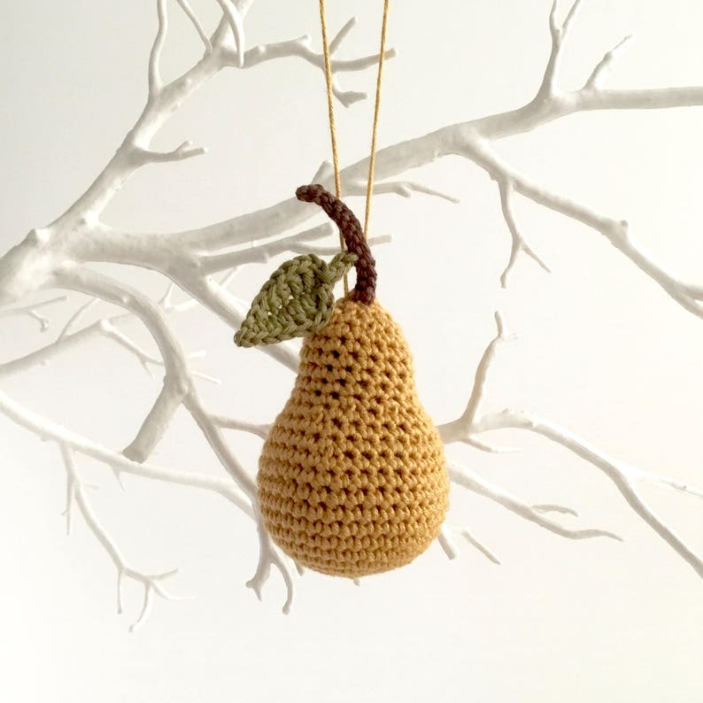 Gold Pear Ornament / Gold Christmas Tree Ornament / Christmas Tree Decoration / Twig Tree Ornaments / Autumn Fall Thanksgiving Holidays image 1