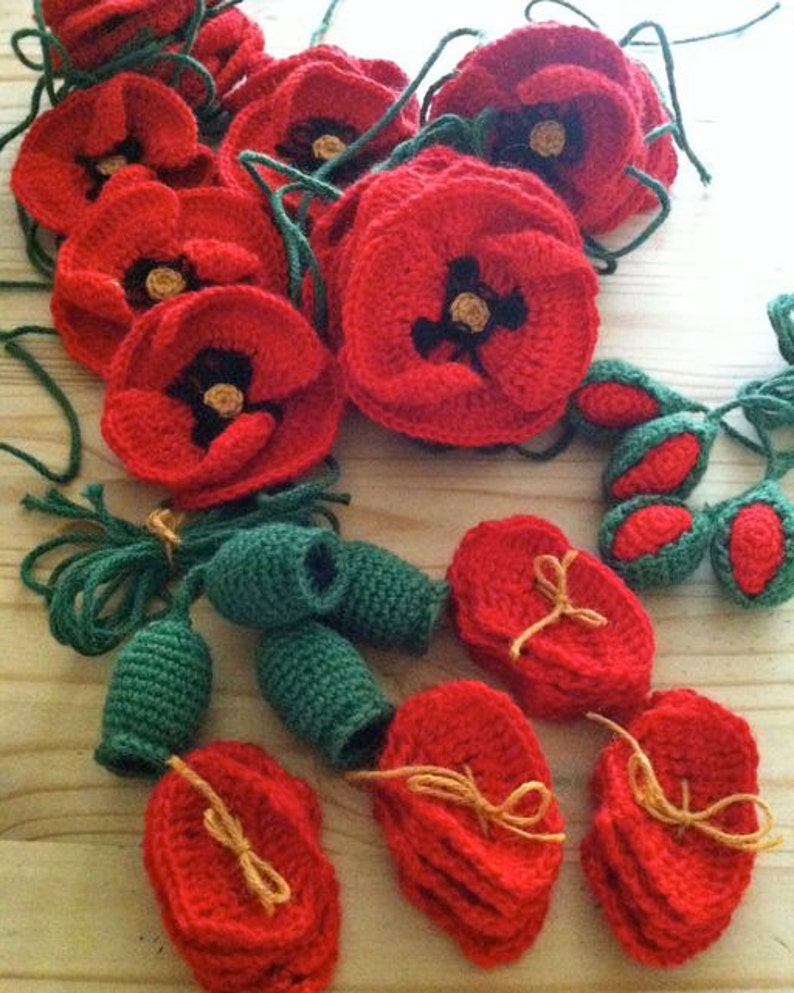 Poppy Crochet Pattern / Crochet Field Poppy Pattern / Crochet Flower Pattern image 5