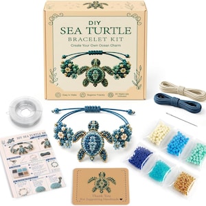 DIY Beaded Bracelet Making Kit, Beading Kits for Adults - Beaded Kit Sea Turtle Design, Beginner-Friendly Bead Bracelet
