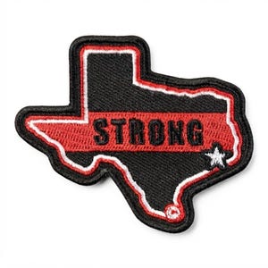 Texas Strong Patch | Iron On / Velcro Embroidered Patch for Jackets, Hats & Bags | Custom Texas Map Transfer Patch | DIY Apparel Accessories