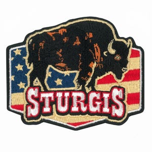 Custom Sturgis Buffalo Embroidered Patch | USA Flag Motorcycle Biker Patch | IronOn or Velcro Emblem for Denim Jackets, Vests, and Bags