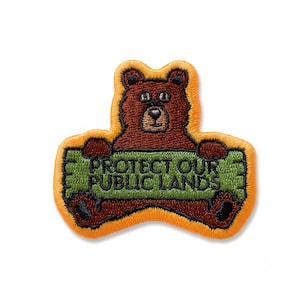 Protect Our Public Lands Bear Patch | Embroidered IronOn/Velcro Patch | Outdoor Hiking Camping Patch | Nature Conservation Gift Patch