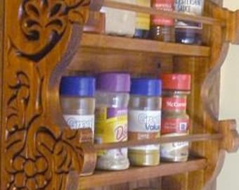 4-Shelf Hardwood Spice Rack Engraved | Countertop Kitchen Organizer | Veteran-Made Wood Gift
