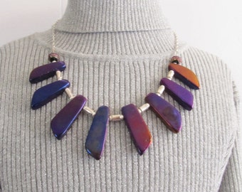Purple Lady's Necklace, Jasper Polished Stone, Lady's stone Necklace, purple stone necklace, Lady's Necklace,