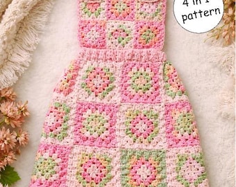 Kids Square Overall Kleid Muster - (NUR PDF digitaler Download)