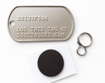Single I GOT TAGGED stainless steel tag with unique code