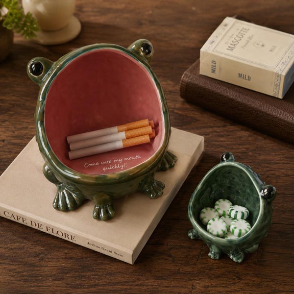 Birthday Gift Ceramic Frog Ashtray, Big Mouth Frog Cigarette Tray, Vintage Pottery Trinket Dish, Catchall Storage, Whimsical Home Decor