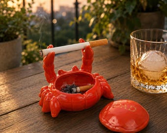 Personalized Ceramic Crab Ashtray,Funny Crab Pen Holder,Animal Glasses Stand,Cigarette Holder,Cute Desk Decor,Unique Coworker Teacher Gift