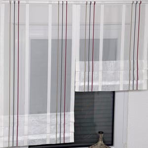 Tenda a pacchetto trasparente con pieghe cucite, motivo a righe, coulisse